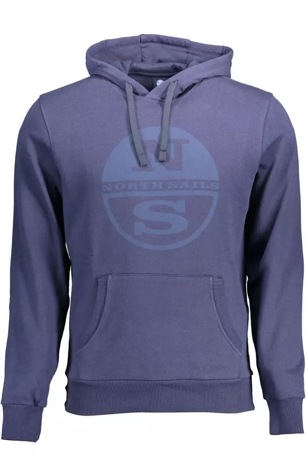 Sweat à capuche en coton bleu avec imprimé logo