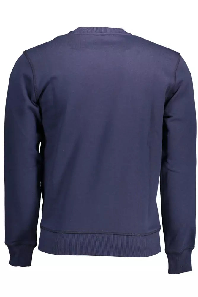 Schlankes blaues Baumwoll -Crewneck -Sweatshirt