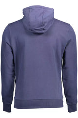 Blaues Baumwoll -Kapuzen -Sweatshirt mit Logodruck