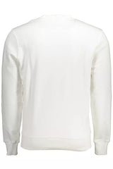 Elegante sudadera de algodón de cuello redondo blanco