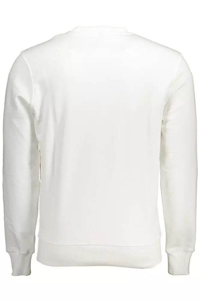 Elegantes weißes rundes Nacken -Baumwoll -Sweatshirt