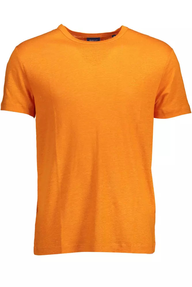 Elegantes orangefarbenes Leinen kurzärmelige Tee