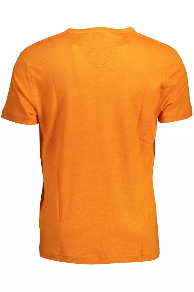 Elegante tee a maniche corte in lino arancione