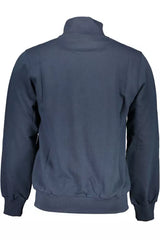 Eleganter blauer Zip -Pullover mit Stickdetails