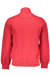 Chic Pink Cotton Zip Speatshirt με κεντήματα