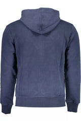 Elegante maglione a zip con cappuccio blu con cappuccio