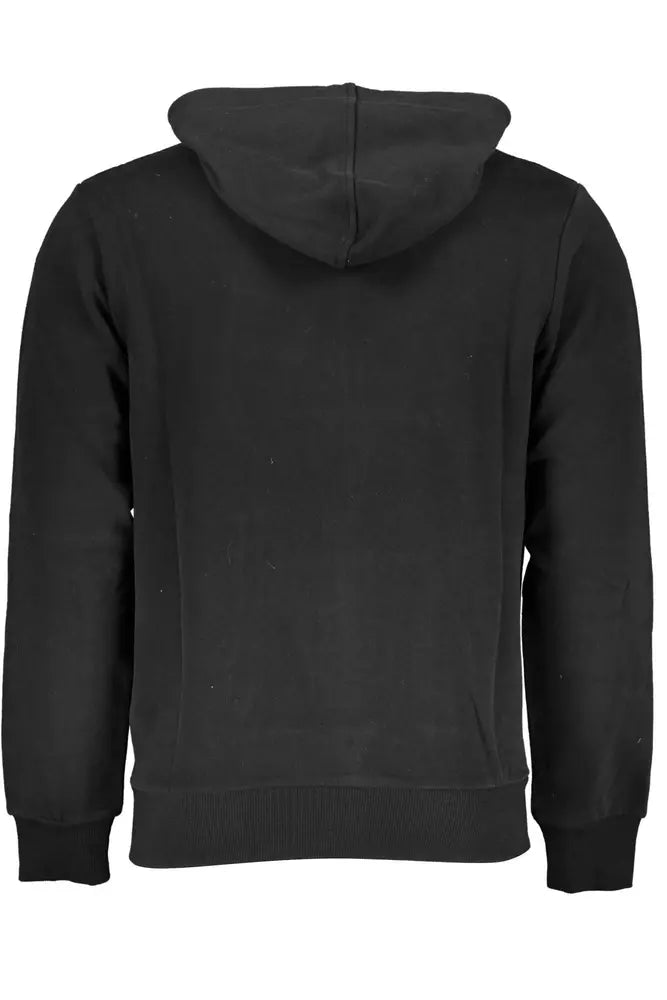 Elegant Black Cotton Hooded Sweatshirt