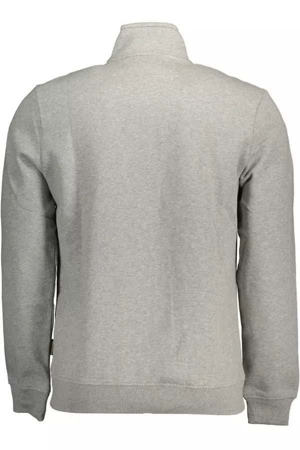 Sudadera con cremallera bordada gris elegante