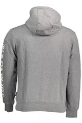 Sweat à motif en coton à capuche gris chic