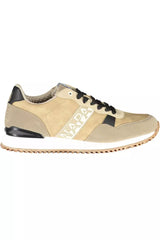 Sneaker sportivi allacciati beige con accento logo