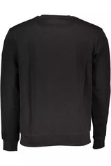 Schlankes schwarzes Baumwollmischungs -Crewneck Sweatshirt