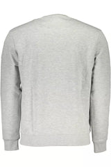 Elegant Gray Round Neck Cotton Blend Sweatshirt