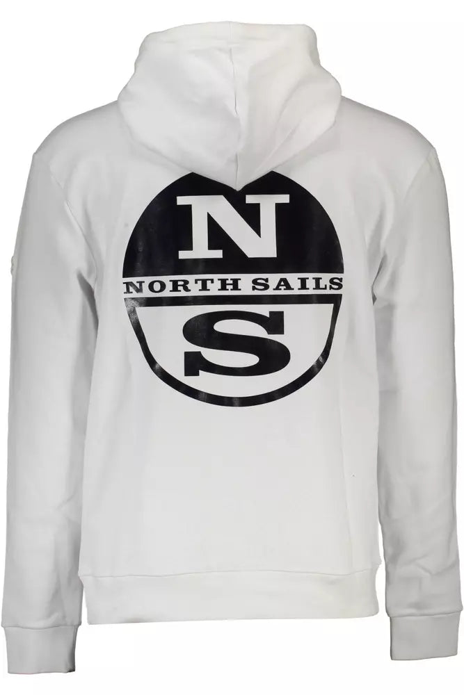 Sleek White Hooded Sweatshirt with Logo Print