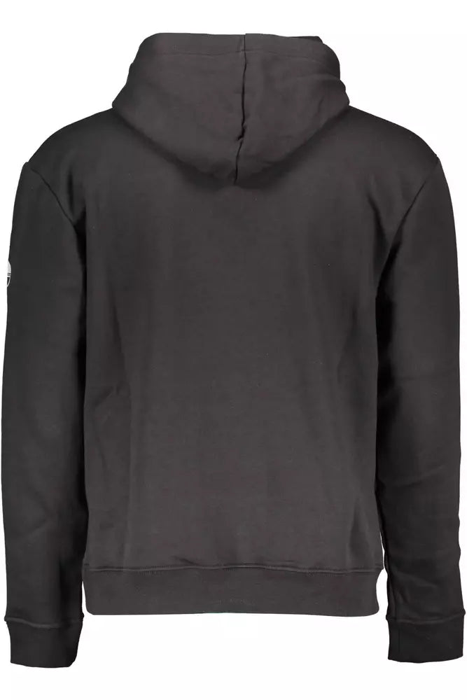 Schlankes schwarzes Kapuzen -Sweatshirt mit Druck