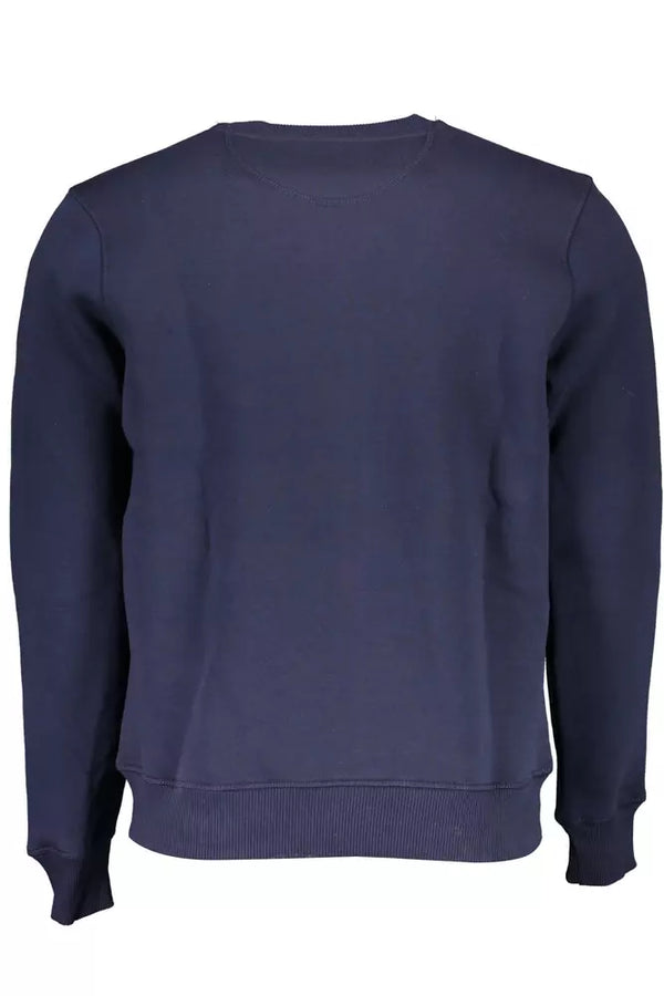 Blauer runder Nacken -gedruckter Pullover