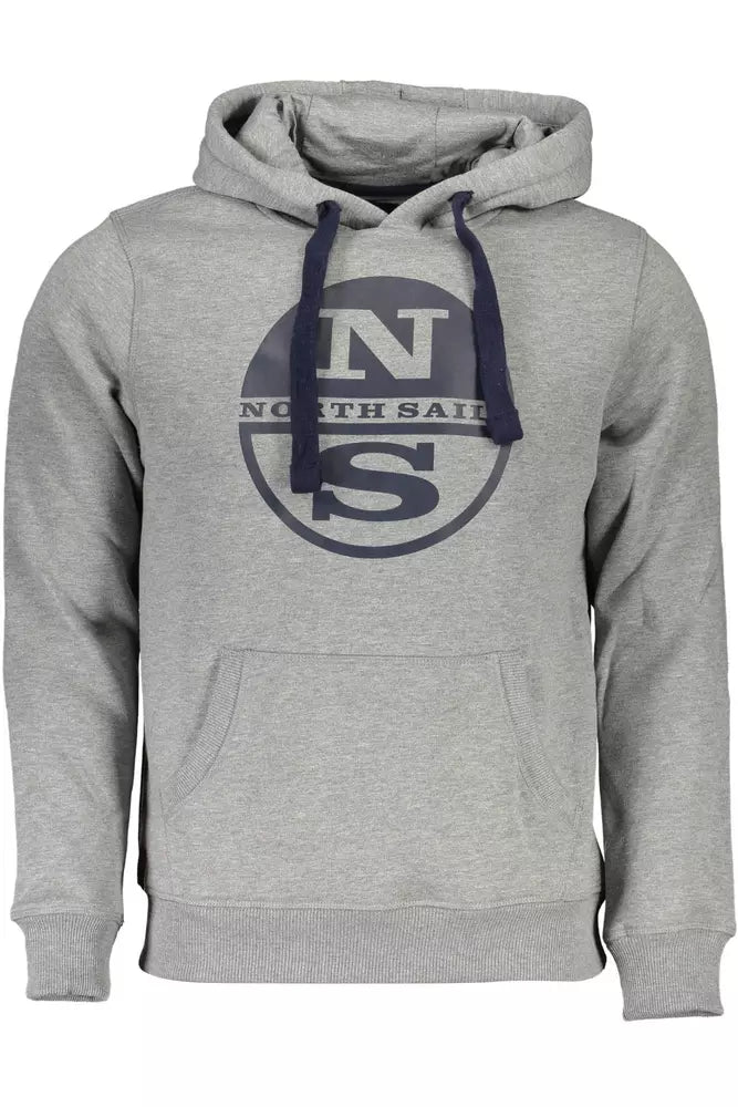 Elegante sudadera con capucha gris con logotipo