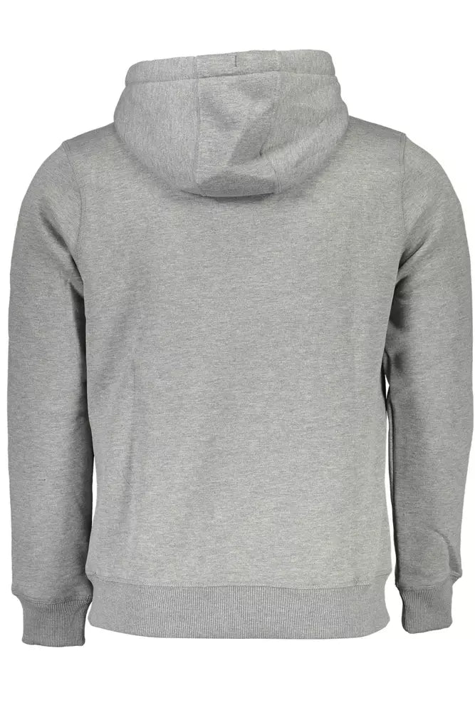 Elegante sudadera con capucha gris con logotipo