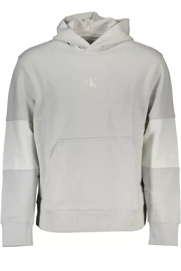 Elegant Gray Hooded Sweatshirt with Contrasting Details