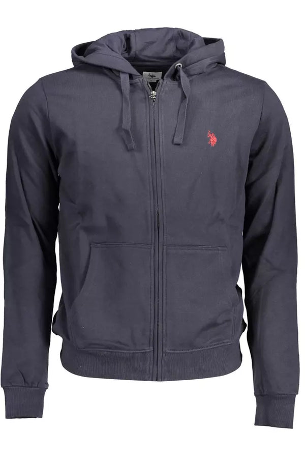 Eleganter blauer Zip -Hoodie mit gesticktem Logo