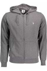 Chic Grey Sticked Zip Hoodie