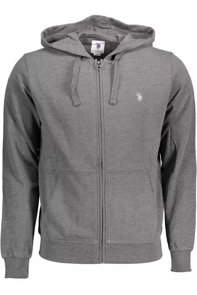 Chic Grey Sticked Zip Hoodie