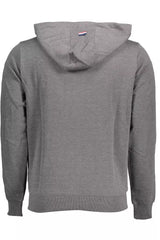 Chic Grey Righ ricamato con cappuccio zip