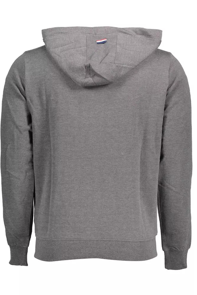 Chic Grey Sticked Zip Hoodie