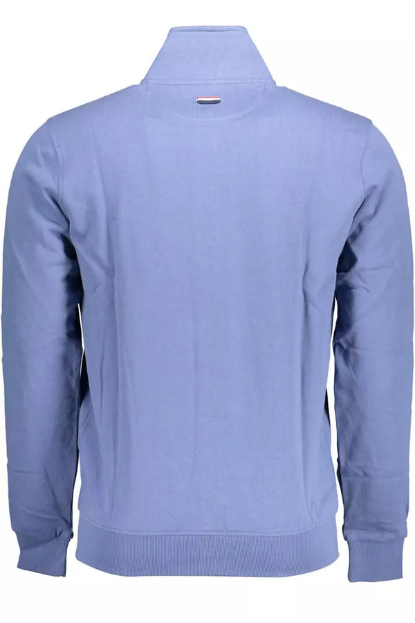 Chic Blue Sticked Reißverschluss Sweatshirt