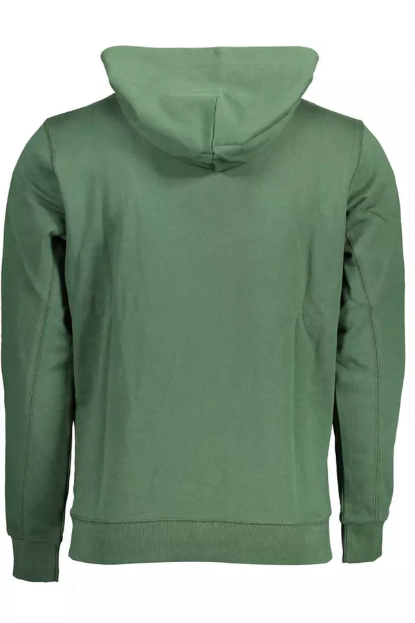 Sweat à capuche en coton vert avec logo contrasté