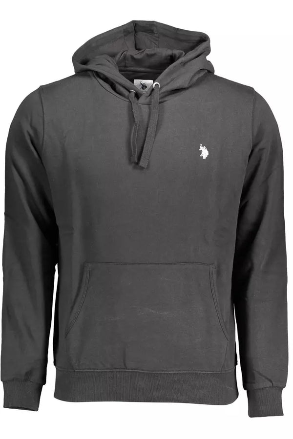 Chic Black Cotton Hoodie με κεντημένο λογότυπο