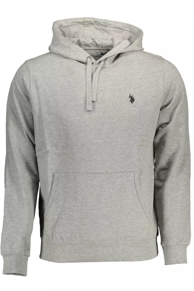 Chic Grey Hooded Sweatshirt mit bestickten Logo