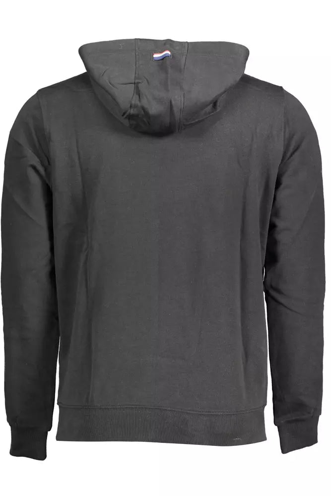 Chic Black Cotton Hoodie con logo ricamato