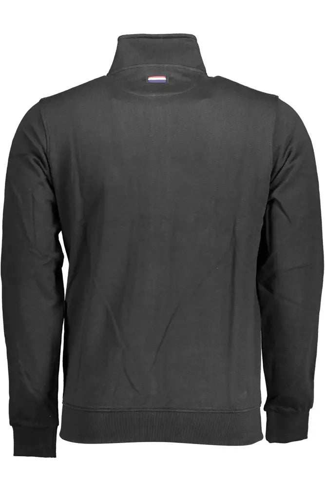 Schlanker schwarzer Baumwollzip -Pullover