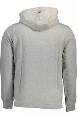 Chic Grey Hooded Sweatshirt mit bestickten Logo