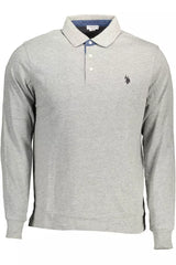 Chic Grey Longärmel Polo mit Ellbogenflecken