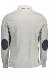 Chic Grey Longärmel Polo mit Ellbogenflecken