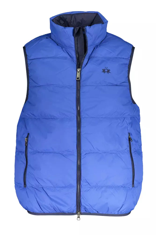 Veste bleue brodée sans manches élégante