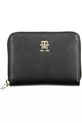 Sleek Black Polyethylene Wallet with Zip Closure