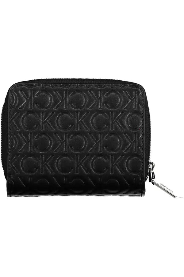 Elegant Black Zip Wallet with Contrast Detailing