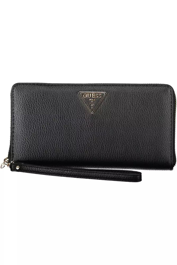 Chic Black Polyethylene Wallet with Coin Purse