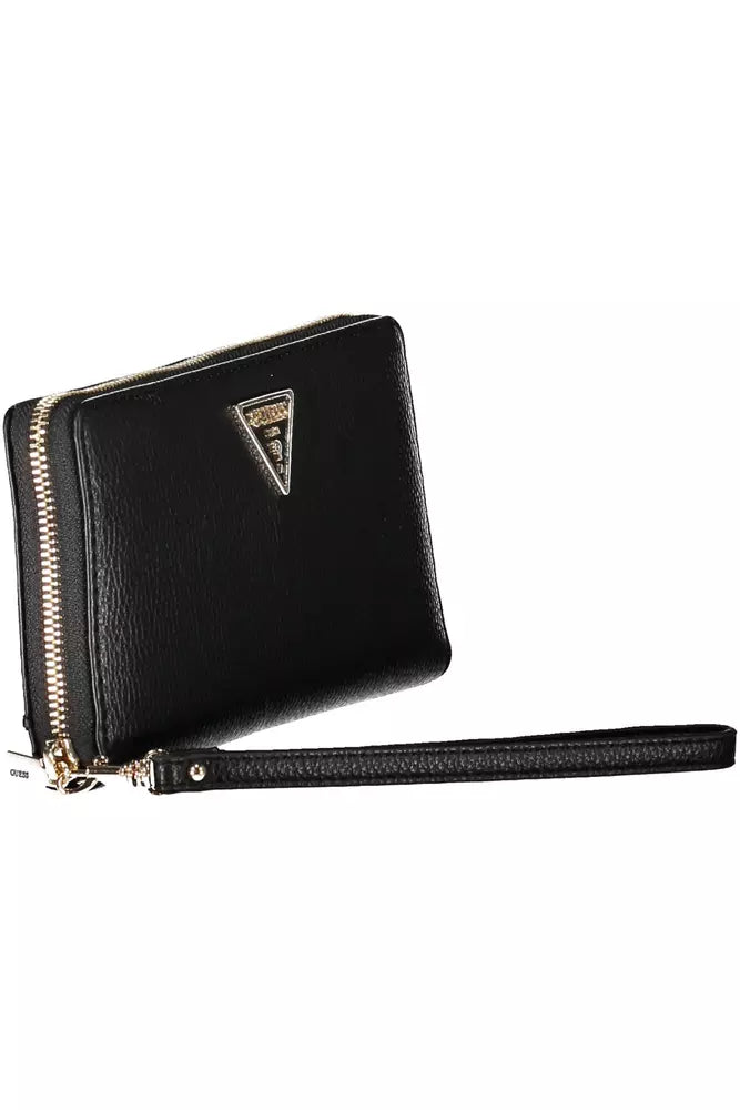 Chic Black Polyethylene Wallet with Coin Purse