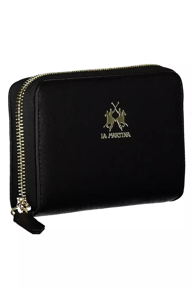 Elegante schwarze Brieftasche mit mehreren Fächern