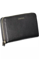 Sleek Black Polyethylene Zip Wallet