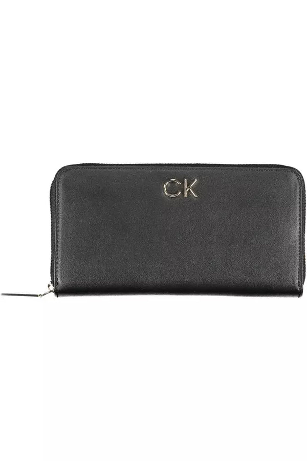 Elegant Black Polyethylene Five-Compartment Wallet