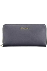 Chic Blue Zip Wallet with Multiple Compartments