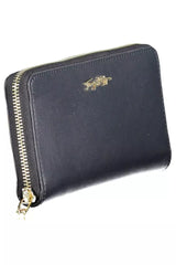 Chic Blue Zip Wallet with Multiple Compartments