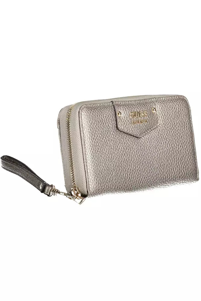 Elegante portafoglio zip argento con borsa