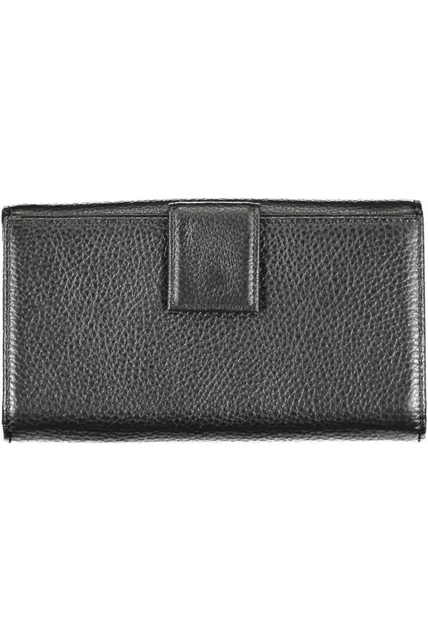 Elegantes Dual-T-Leder-Brieftasche in klassischem Schwarz