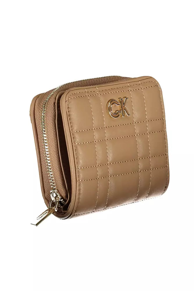 Elegant Beige Zip Wallet with RFID Lock