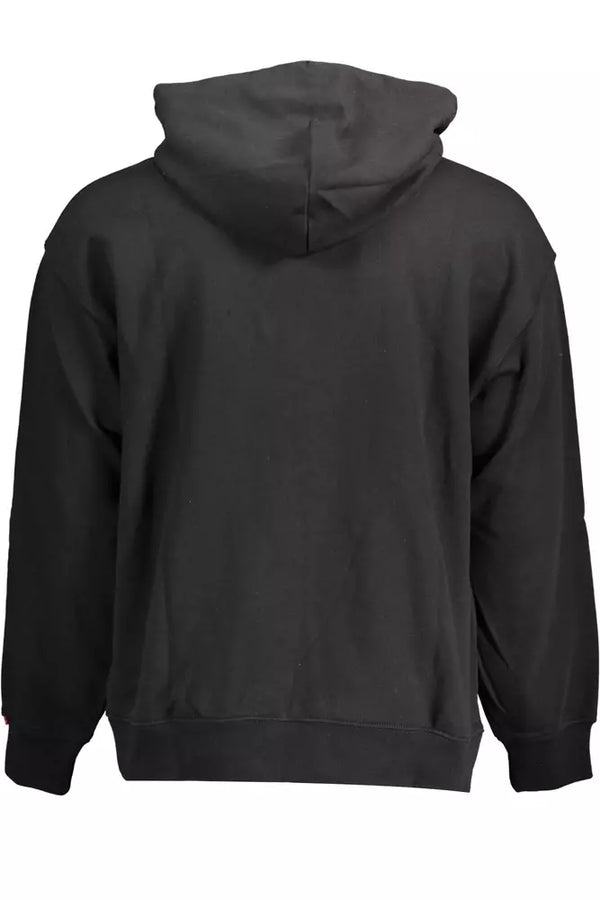 Sweat à capuche en coton noir élégant avec logo brodé